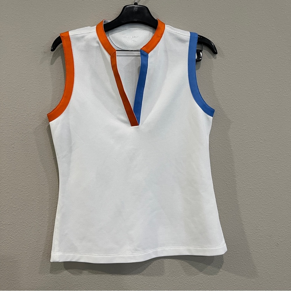 Tory Burch Tory sport white tank top color block pickleball tennis nwot sz small